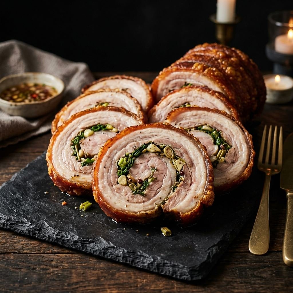 Succulent herb stuffed interior spiral view